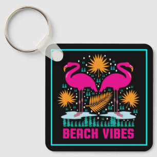 Strand-Vibes Rosa Flamingo-Design Schlüsselanhänger