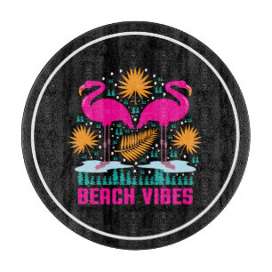 Strand-Vibes Rosa Flamingo-Design Schneidebrett