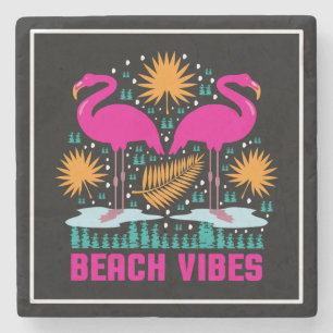 Strand-Vibes Rosa Flamingo-Design Steinuntersetzer