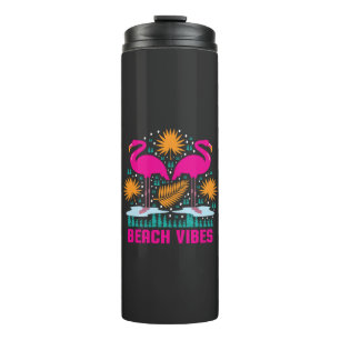 Strand-Vibes Rosa Flamingo-Design Thermosbecher