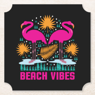 Strand-Vibes Rosa Flamingo-Design Untersetzer