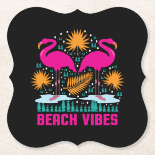 Strand-Vibes Rosa Flamingo-Design Untersetzer