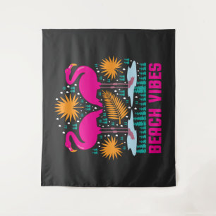 Strand-Vibes Rosa Flamingo-Design Wandteppich