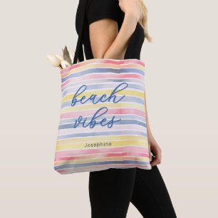 Strand-Vibes Wasserfarbe Pastellstreifen Personali Tasche