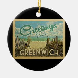 Strand-Vintage Reise Greenwichs Connecticut Keramik Ornament