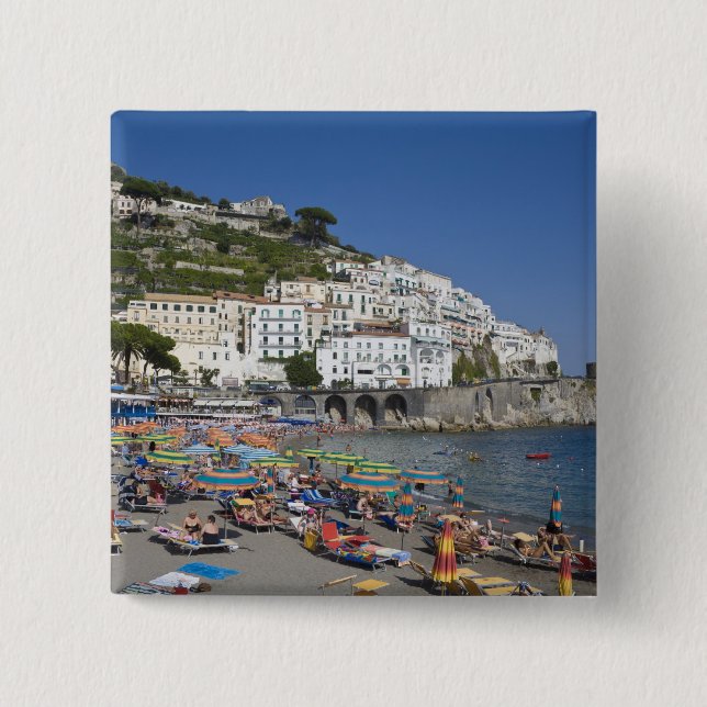 Strand von Amalfi, Kampanien, Italien Button (Vorderseite)