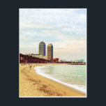 Strand von Barcelona bei Sonnenuntergang Postkarte<br><div class="desc">Das ist also eine der ikonischen Aussichten von Barcelona. Heute war der Himmel wunderschön und die Sonne hat großartige Farben.</div>