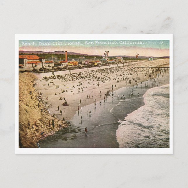 Strand von Cliff House, San Francisco Vintag Postkarte (Vorderseite)
