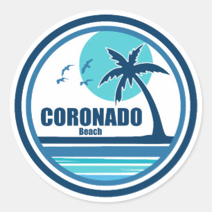 Strand von Coronado Kalifornien Palmenbaum Vögel Runder Aufkleber