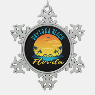 Strand von Daytona Florida Palm Trees Schneeflocken Zinn-Ornament