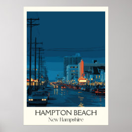 Strand von Hampton Beach New Hampshire bei Nacht Poster
