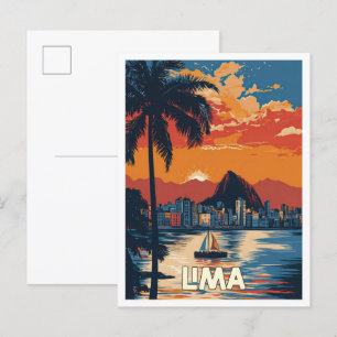 Strand von Lima Peru Kunst Vintage Reiseillustrati Postkarte