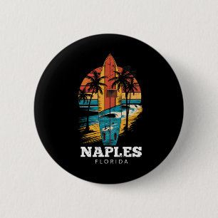 Strand von Neapel Florida Surfbrett Surfen Retro Button