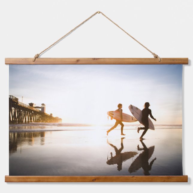 Strand von Oceanside Wandteppich Mit Holzrahmen (Vorne)