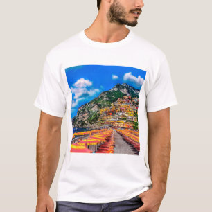 Strand von Positano Italien Klippenhäuser Amalfi R T-Shirt