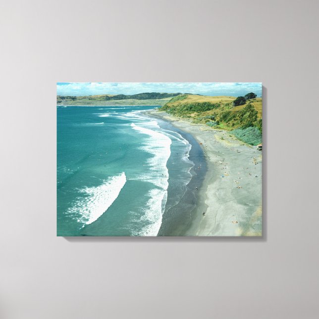 Strand von Raglan, Neuseeland, von Bruce Stanfield Leinwanddruck (Vorderseite)