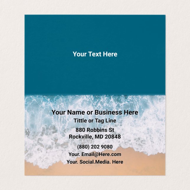 Strand von Sand und Waves Visitenkarten (Innenseite Aufgefaltet)