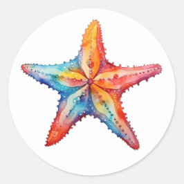 Strand von Starfish, helles Wasser Runder Aufkleber