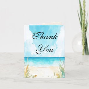 Strand von Watercolor Blue Ocean Dankeskarte
