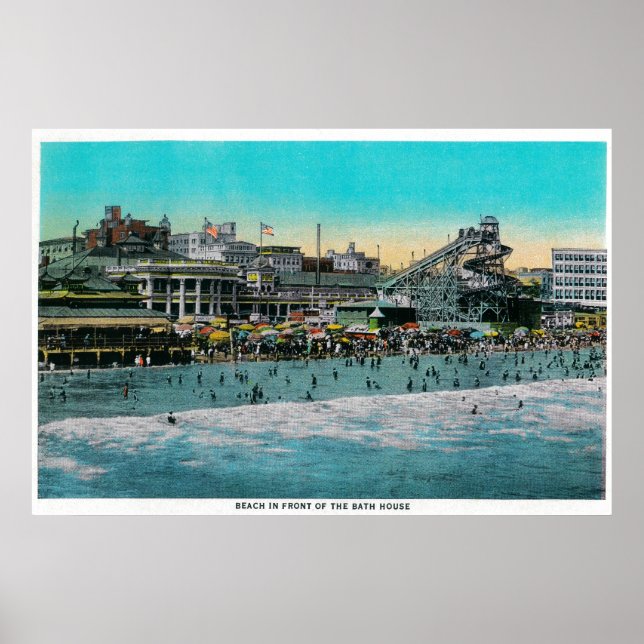 Strand vor dem Bath House, Long Beach Poster (Vorne)