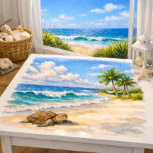 Strand-Wasserfarbe mit Meeresschildkröte