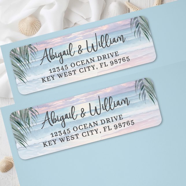 Strand Wasserfarbe Rücksendeadresse (Beach Watercolor Return Address Label)