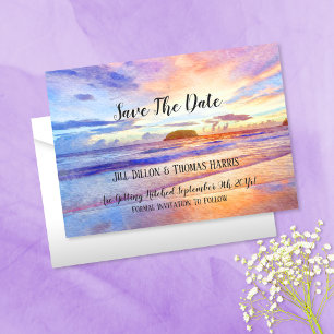 Strand Wasserfarbe Sonnenaufgang Save The Date Einladung