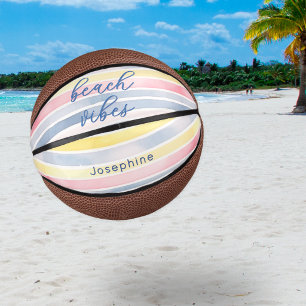 Strand Wasserfarbstreifen Schön Personalisiert Mini Basketball