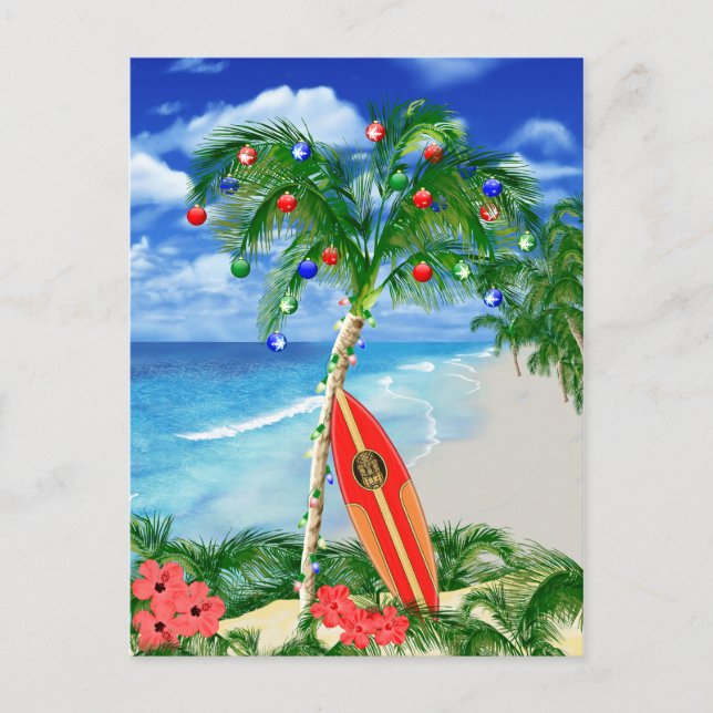 Strand-Weihnachten Feiertagspostkarte (Vorderseite)
