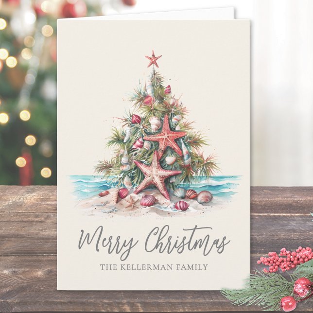 Strand-Weihnachtsbaum Feiertagskarte (Beach Merry Christmas Tree Holiday Card)
