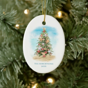 Strand-Weihnachtsbaum-Foto Keramik Ornament