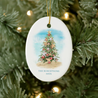 Strand-Weihnachtsbaum-Foto Keramik Ornament