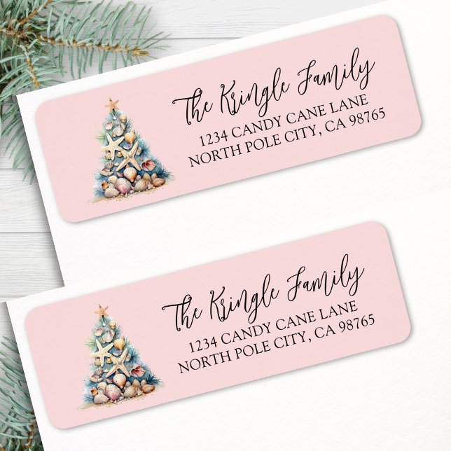 Strand-Weihnachtsbaum-Rücksendeadresse (Beach Christmas Tree Return Address label )