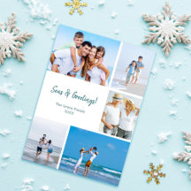 Strand-Weihnachtskarte mit Fotos Vorlage Modern