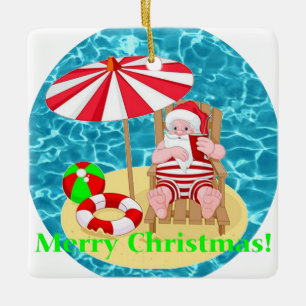 Strand-Weihnachtsmann Keramikornament