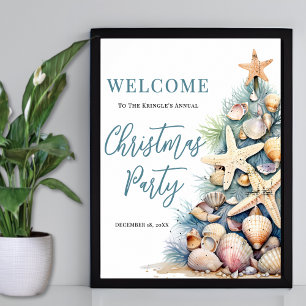 Strand-Weihnachtsparty Willkommen Poster