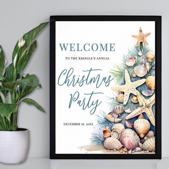 Strand-Weihnachtsparty Willkommen Poster (Beach Christmas Party Welcome Poster)