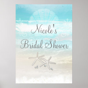 Strand Weißer Seestern Eleganter Party-Banner Post Poster