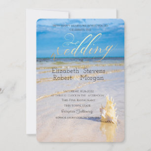 Strand Wellen Muschel Hochzeit Einladung