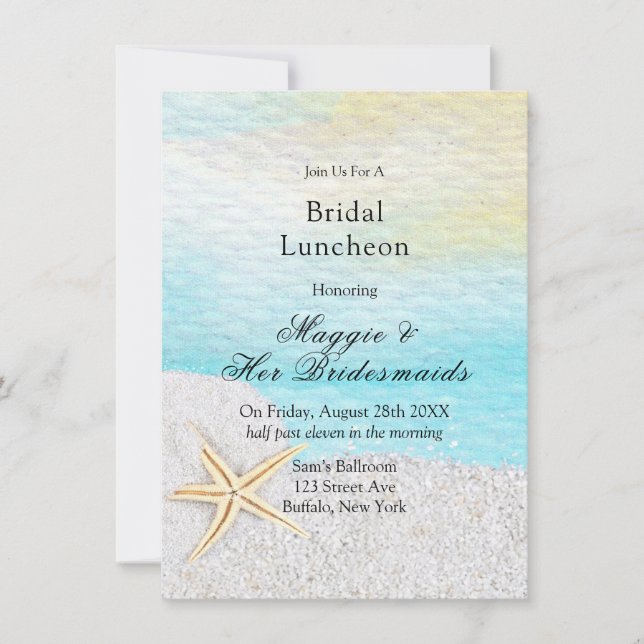 Strand White Sand Bridal Luncheon Einladung (Vorderseite)
