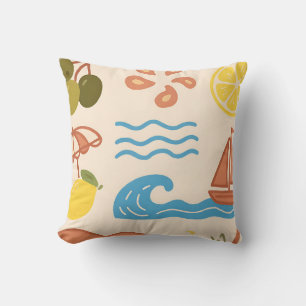 Strand-Zitronen-Sommer-Doodle Verspielte Vibes Kissen