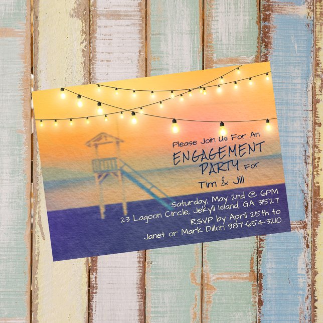 Strandansicht Strandfarbenzeichenbeleuchtung Einladung (Von Creator hochgeladen)