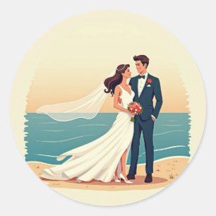 Strandaufkleber für Hochzeiten Runder Aufkleber