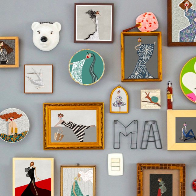 Strandbabe in weißen Blume Illustration Fotodruck (Von Creator hochgeladen)