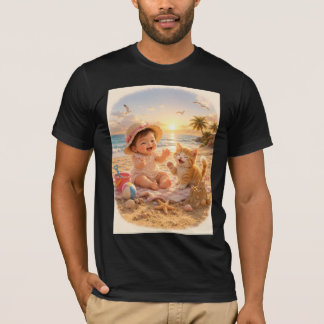 Strandbaby und Kätzchen-Sandburgenfreude T-Shirt