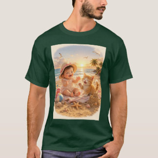 Strandbaby und Kätzchen Sandburgenfreude T-Shirt