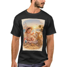 Strandbaby und Kätzchen Sandburgenfreude