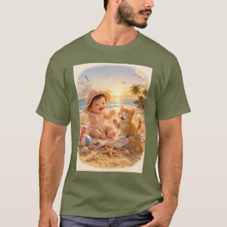 Strandbaby und Kätzchen Sandburgenfreude T-Shirt