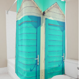 Strandbad Cabana türkis weiß Duschvorhang