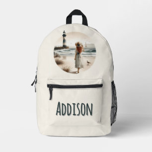 Strandbad Leuchtturm Spaziergang Bedruckter Rucksack
